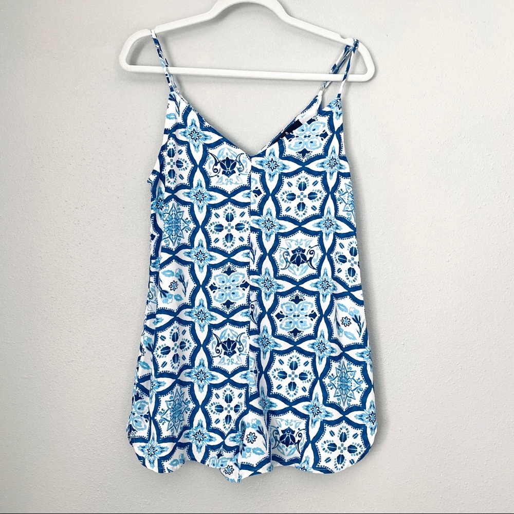 Lulu’s printed blue & white romper